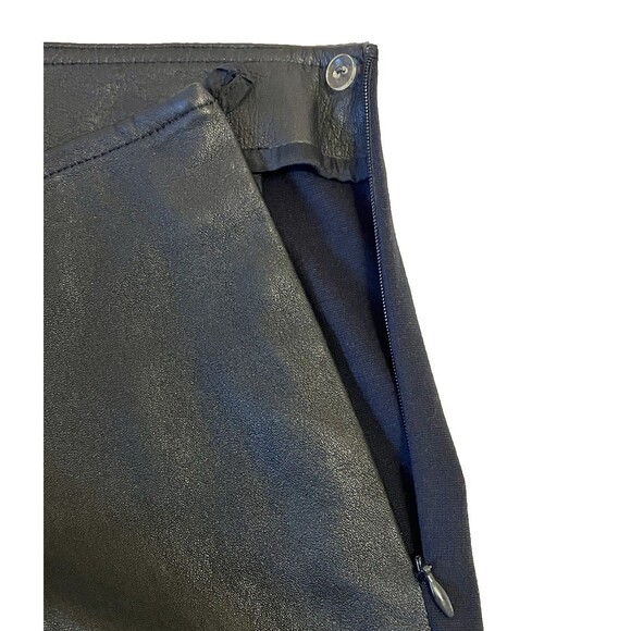 AKRIS PUNTO Fancy Lamb Nappa Leather Trousers Navy Blue/Black & Ponte Knit Sz 10 - Picture 6 of 8